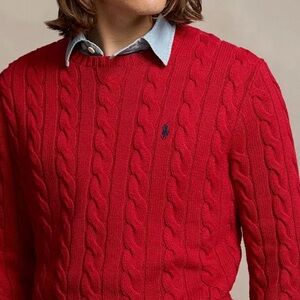 Polo Ralph Lauren Red Cable Knit Crewneck Sweater